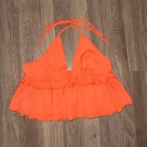 SHEIN Orange Halter Crop Top